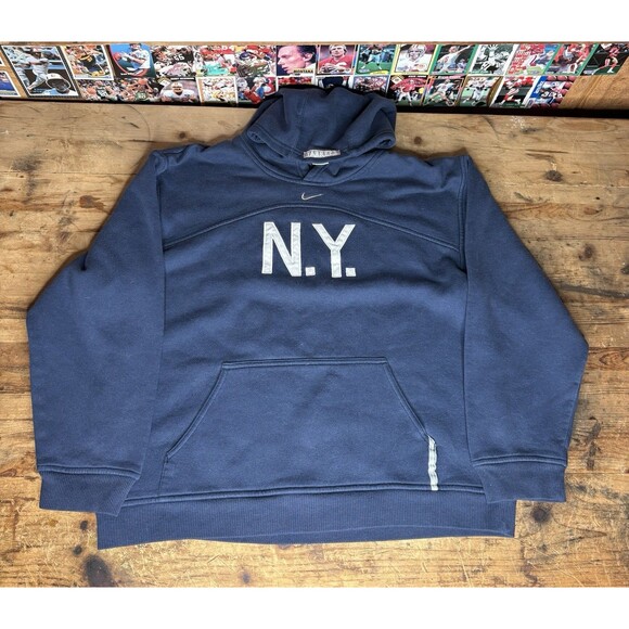 Nike New York Yankees Center Swoosh Hoodie Sweatshirt MLB NY Youth Lrg Y2K VTG